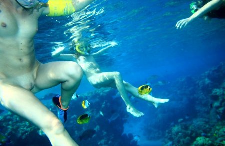 Underwater without panties