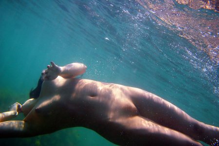 Naked women in the sea