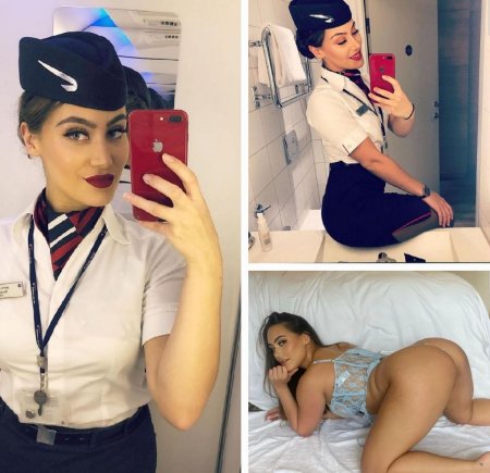 Sexy flight attendants in and out of uniform