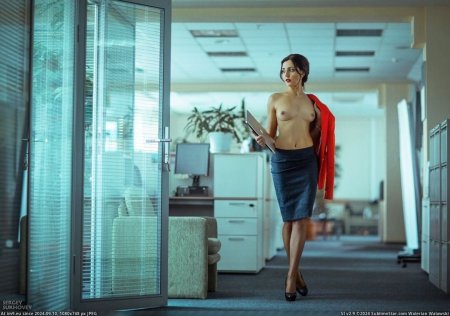 Photo shoot in nude office style