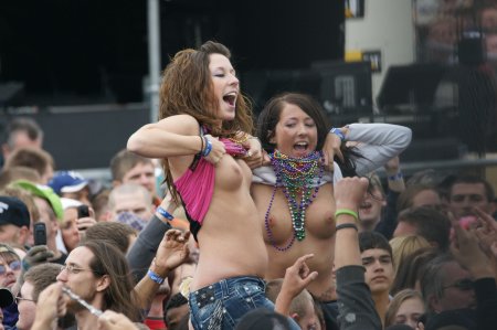 Naked tits at the festival