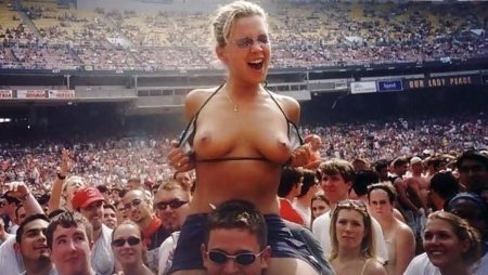 Boobs of fans at a concert