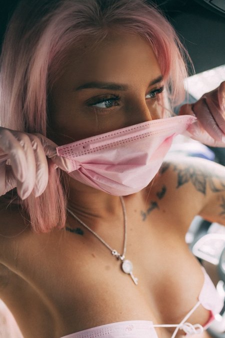 Girl in a medical mask