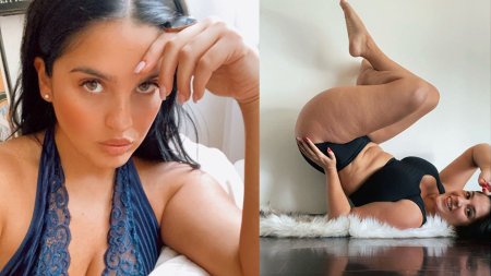 Plus-size model Ashley Graham in a lace bodysuit