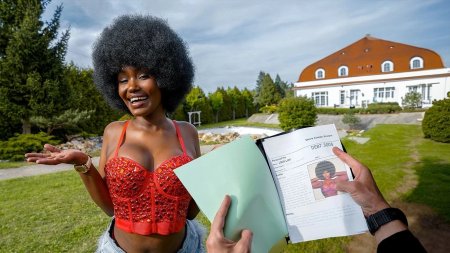 Czech streets quickie with cute busty black girl