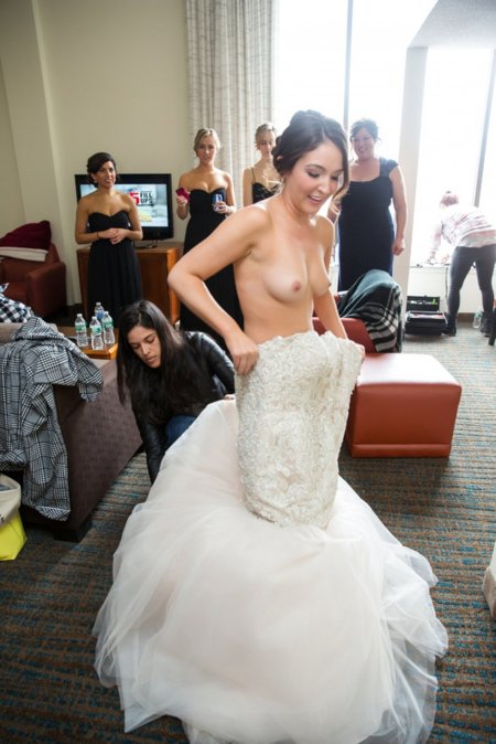 Naked in a wedding dress
