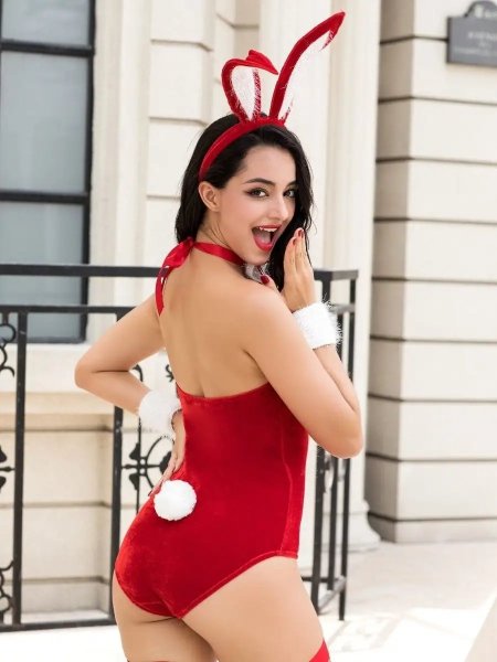 Эротический костюм красный  sexy bunny