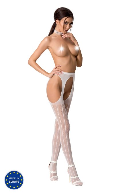 White crotchless tights nude