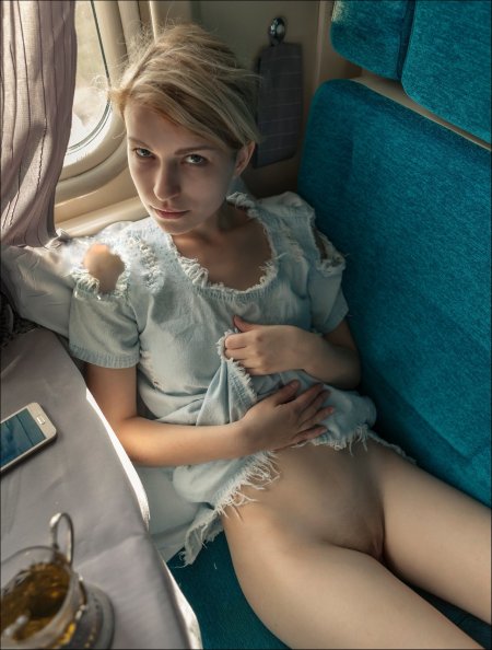 Woman undressed on the train