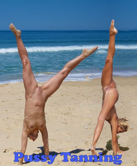 Sporty nudists on the beach