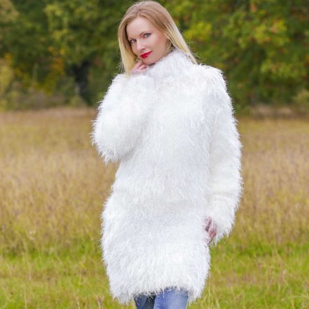 White see through mohair sweater