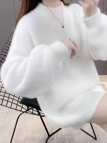 Women's Winter Angora Faux Cashmere Warm Knitted Sweater Fluffy