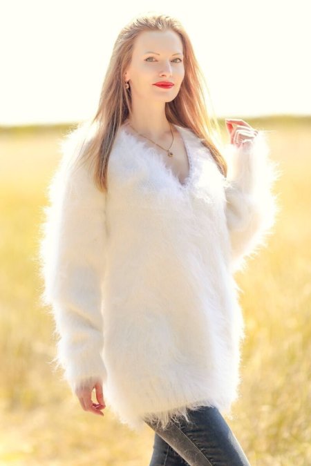 White mohair sweater