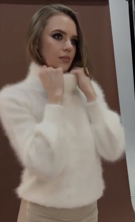 Women's faux cashmere knitted sweater fluffy