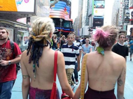 Topless in the city