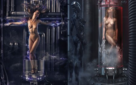 Cyberpunk naked woman