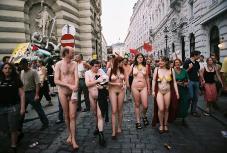 Naked people on the city streets