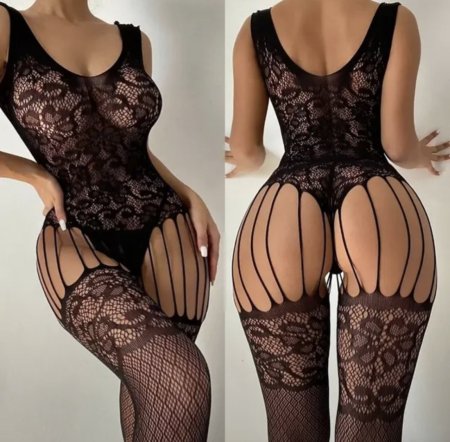 Women's sexy lingerie erotic transparent bodysuit with cutouts