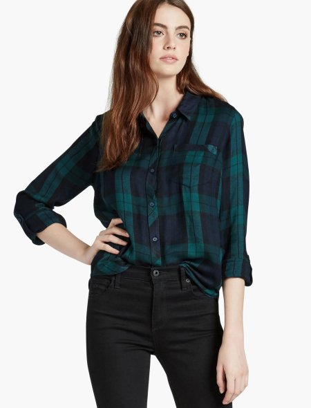 Womens Green Checkered Shirt